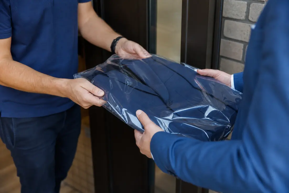 کت و شلوار مردانه سرمه ای بسته بندی ارسال و تحویل سفارش